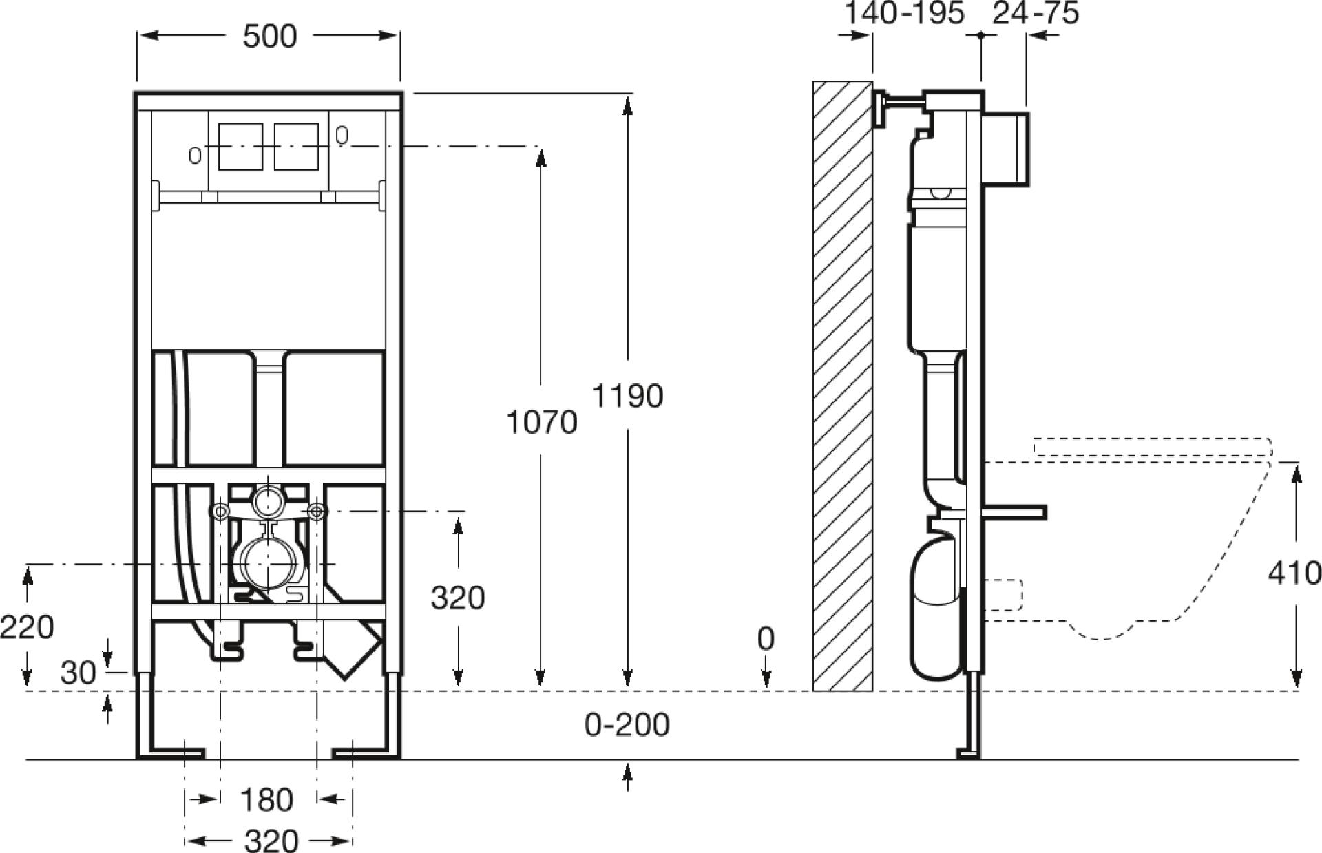 Фото: Инсталляция для электронного подвесного унитаза-биде Roca In-Wall 890090800 (уцененный товар) Roca в каталоге