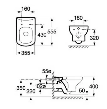 Фото: Инсталляция Grohe с унитазом Roca Dama Senso 346517000, сиденье микролифт, комплект  38721001/7.3465.1.700.0/Z.RU93.0.282.0 Roca в каталоге