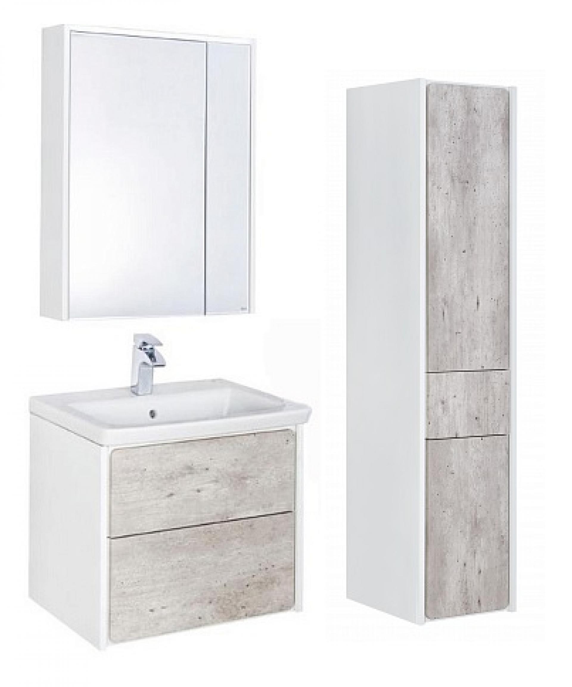 Комплект мебели 60 см Roca Ronda бетон/белый глянец + шкаф-пенал правый