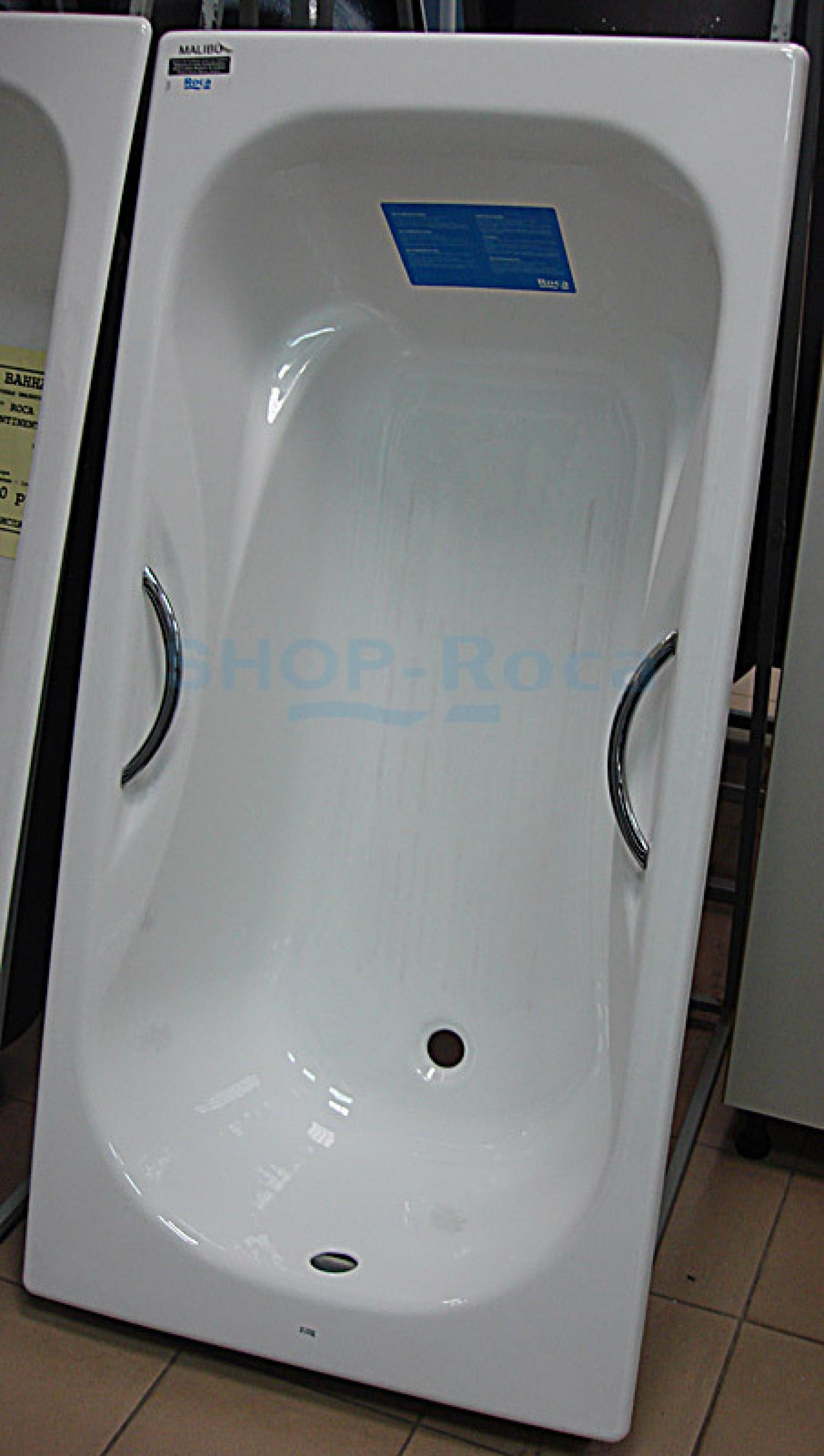 Фото: Чугунная ванна 150х75 Roca Malibu 23157000R с ручками Roca в каталоге