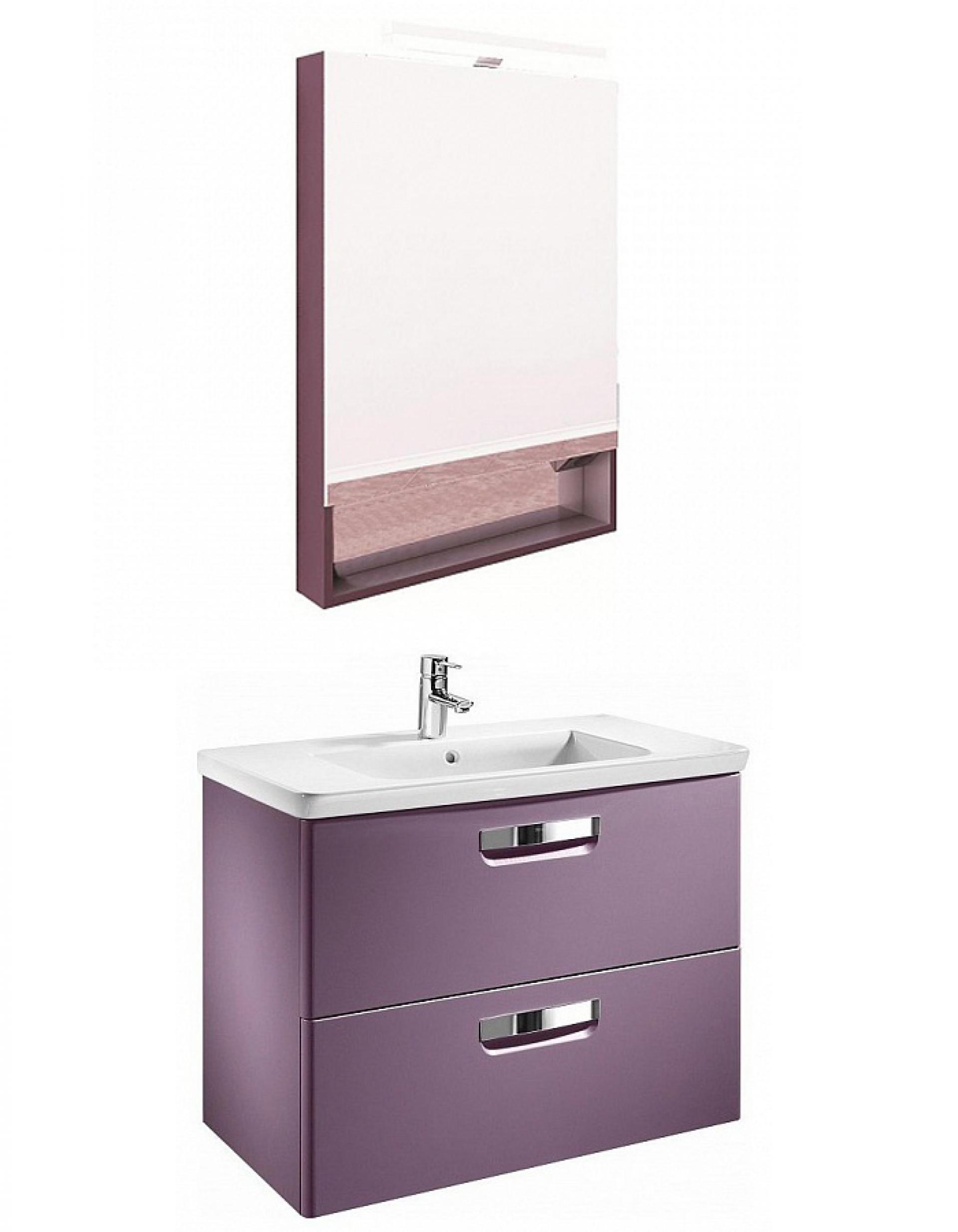 Комплект мебели 80 см Roca Gap фиолетовая, со светильником