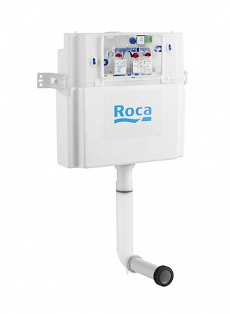 Фото: Комплект Roca The Gap 893109000 приставной унитаз с крышкой-сиденьем микролифт, инсталляция и кнопкой смыва Roca в каталоге