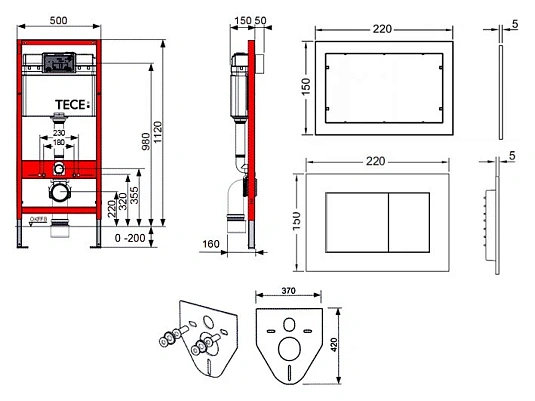 Фото: Инсталляция Tece с унитазом Roca Hall 346627000, сиденье микролифт, комплект  9400412/7.3466.2.700.0/7.8016.2.200.4 Roca в каталоге