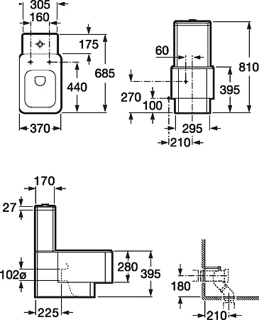 Фото: Унитаз-компакт Roca Element 342577000 с бачком 341570000 подвод снизу бачка Roca в каталоге