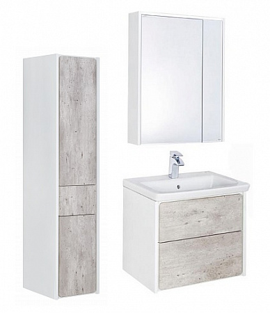 Фото: Комплект мебели 80 см Roca Ronda бетон/белый глянец + шкаф-пенал левый Roca в каталоге