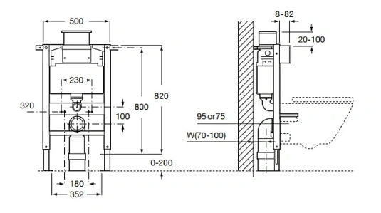 Фото: Инсталляционная система Roca Duplo WC L 890121010 для унитаза Roca в каталоге